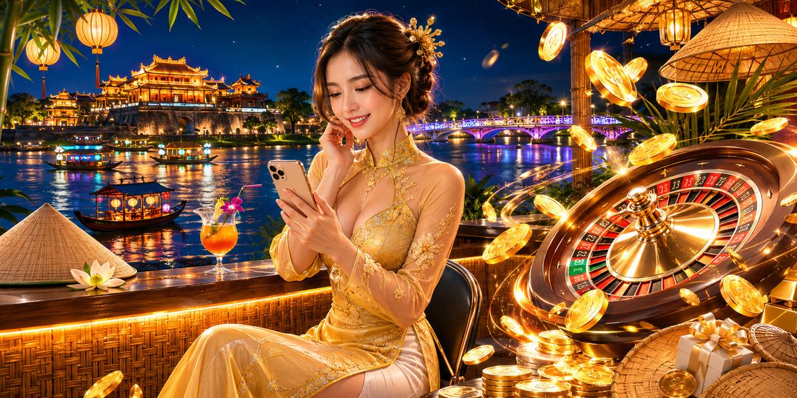 Khung cảnh roulette kết hợp áo dài truyền thống tại Huế
