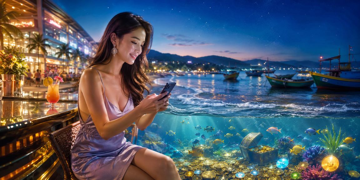 Người dùng di động trải nghiệm ứng dụng kqxsbth trên bãi biển Mũi Né